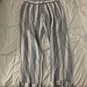 Blue and White Striped Pants